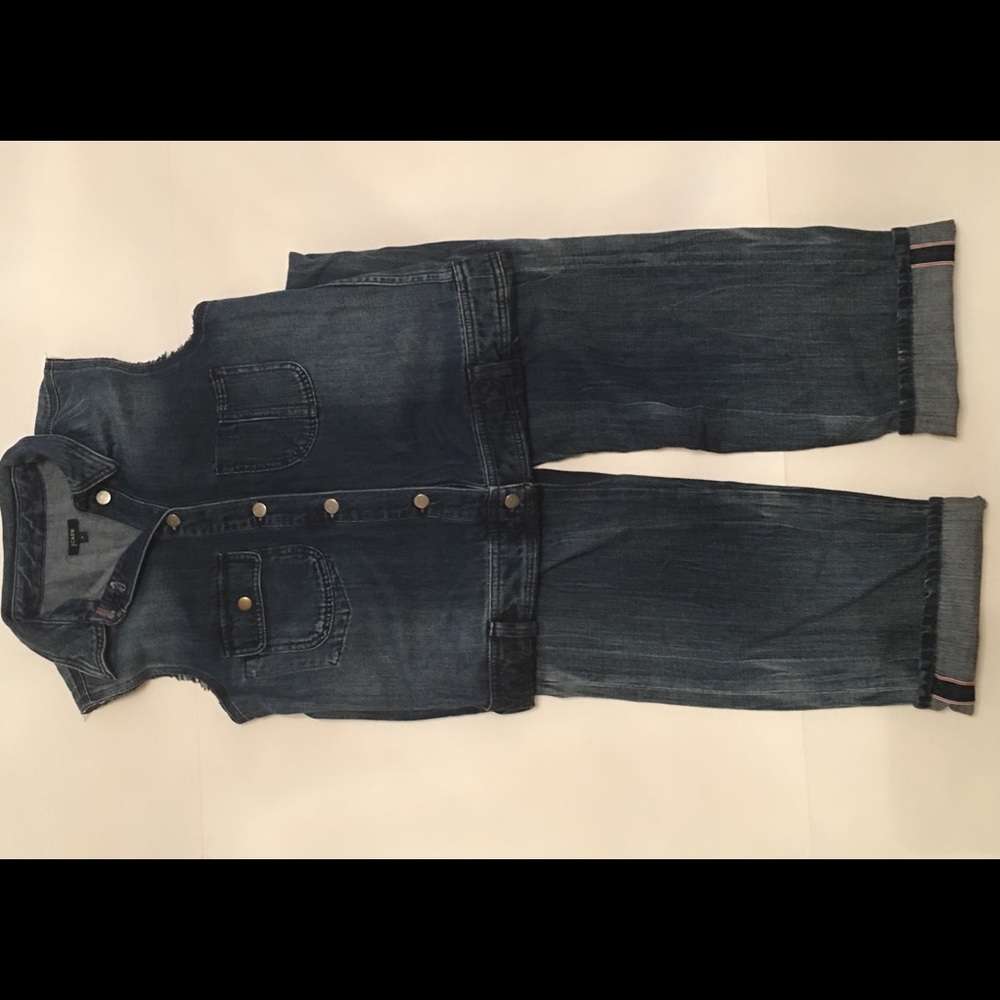 J Crew Sleeveless Denim Selvedge Jumpsuit Sz S - Picture 8 of 8